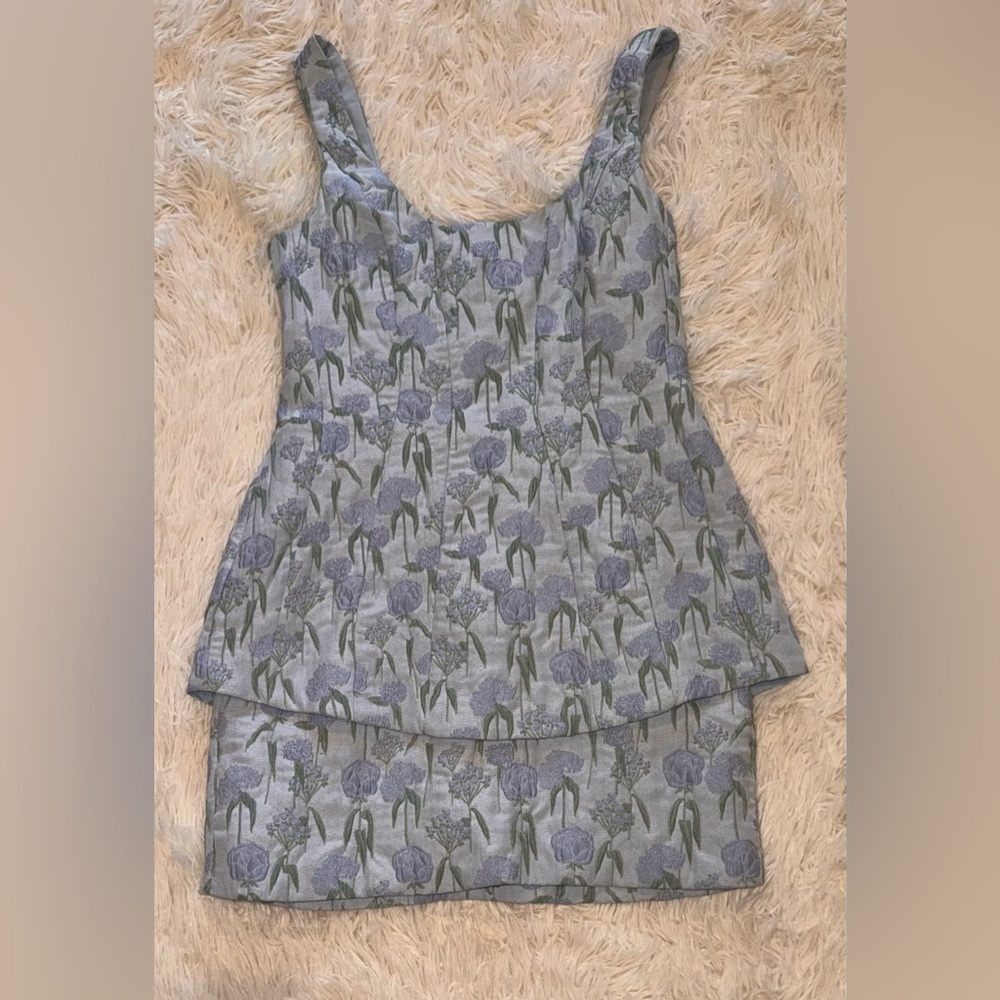 NEW AMANDA UPRICHARD Empire Floral Jacquard Minidress Flores Brocade sz S - Picture 3 of 6